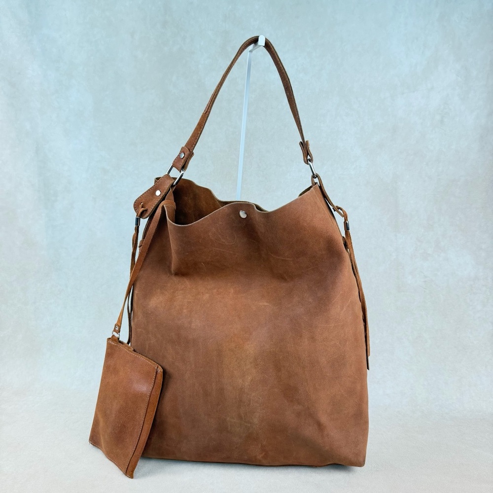 Gianni Notaro Genuine Leather Suede Tote Bag w/ Pouch | Made in Italy